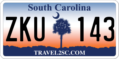 SC license plate ZKU143