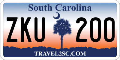 SC license plate ZKU200