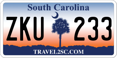 SC license plate ZKU233