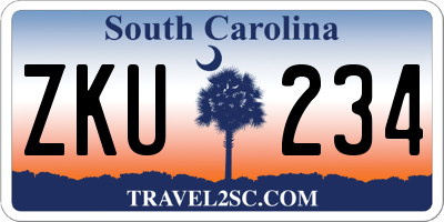 SC license plate ZKU234