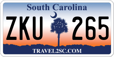 SC license plate ZKU265