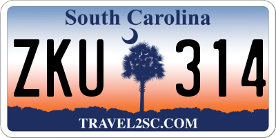 SC license plate ZKU314