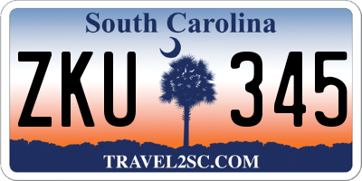 SC license plate ZKU345