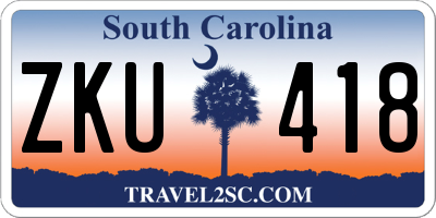 SC license plate ZKU418