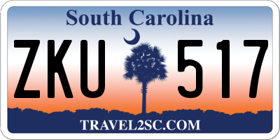 SC license plate ZKU517