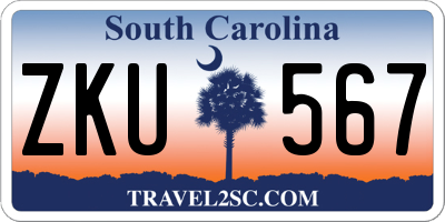 SC license plate ZKU567