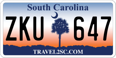 SC license plate ZKU647