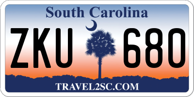 SC license plate ZKU680