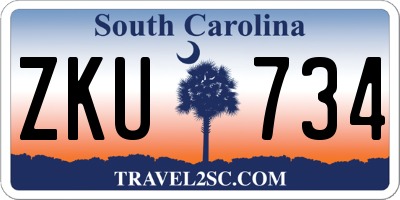 SC license plate ZKU734