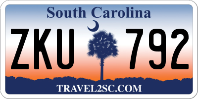 SC license plate ZKU792