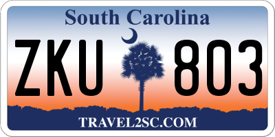 SC license plate ZKU803