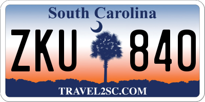 SC license plate ZKU840
