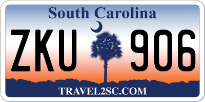 SC license plate ZKU906