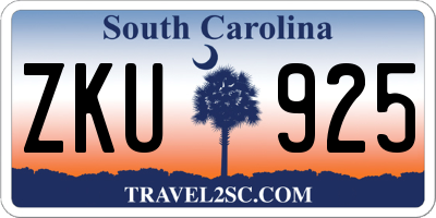 SC license plate ZKU925