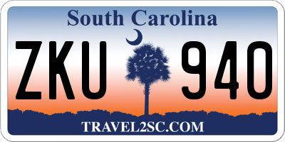 SC license plate ZKU940