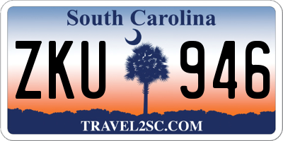 SC license plate ZKU946