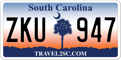 SC license plate ZKU947