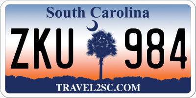 SC license plate ZKU984
