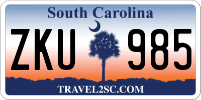SC license plate ZKU985