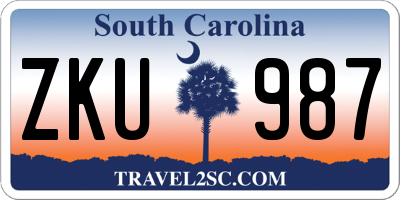 SC license plate ZKU987