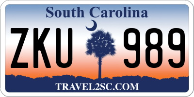 SC license plate ZKU989