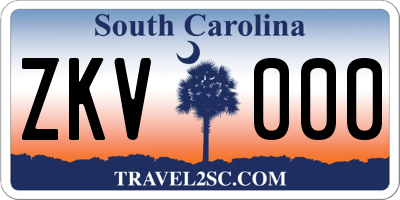 SC license plate ZKV000
