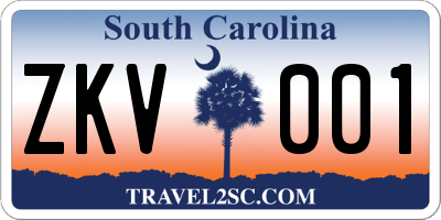 SC license plate ZKV001