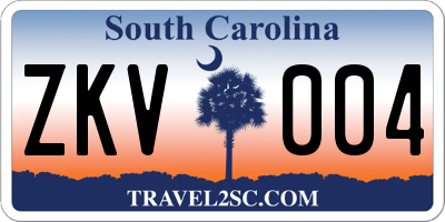 SC license plate ZKV004