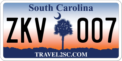 SC license plate ZKV007