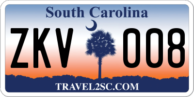 SC license plate ZKV008