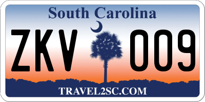 SC license plate ZKV009