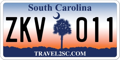 SC license plate ZKV011