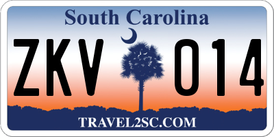 SC license plate ZKV014