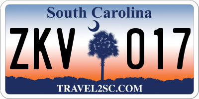 SC license plate ZKV017