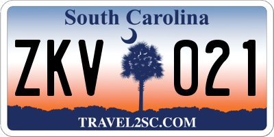 SC license plate ZKV021