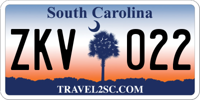 SC license plate ZKV022