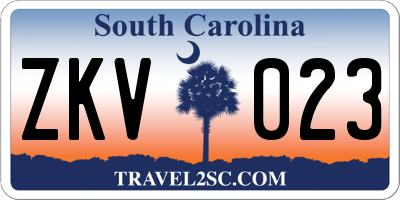 SC license plate ZKV023