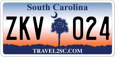 SC license plate ZKV024