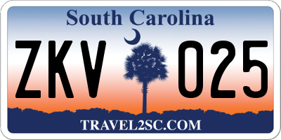 SC license plate ZKV025