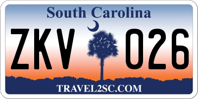 SC license plate ZKV026