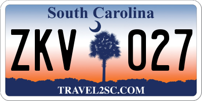 SC license plate ZKV027