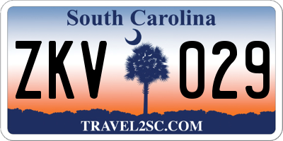 SC license plate ZKV029