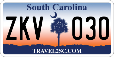 SC license plate ZKV030