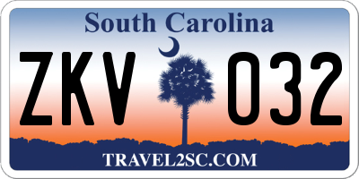 SC license plate ZKV032