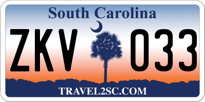 SC license plate ZKV033