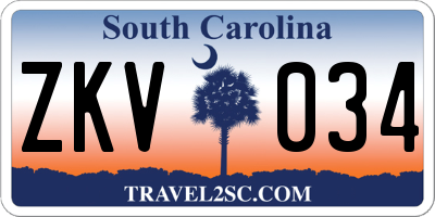 SC license plate ZKV034