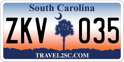 SC license plate ZKV035