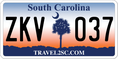 SC license plate ZKV037
