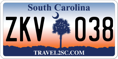 SC license plate ZKV038