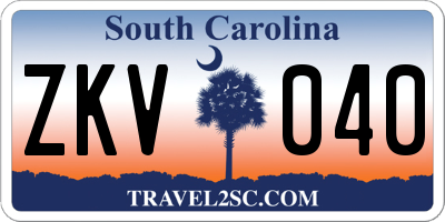 SC license plate ZKV040